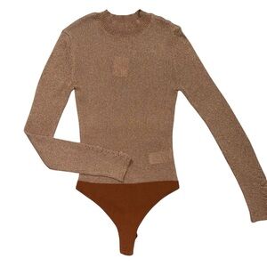 NWT New Free People Luxe Life Bronze Bodysuit Size S